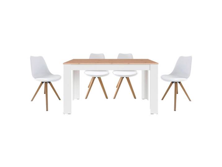 Mid.you Tischgruppe, Weiß, Eiche Artisan, Metall, rechteckig, eckig, erweiterbar, Typenauswahl, Esszimmer, Tische, Esstische
