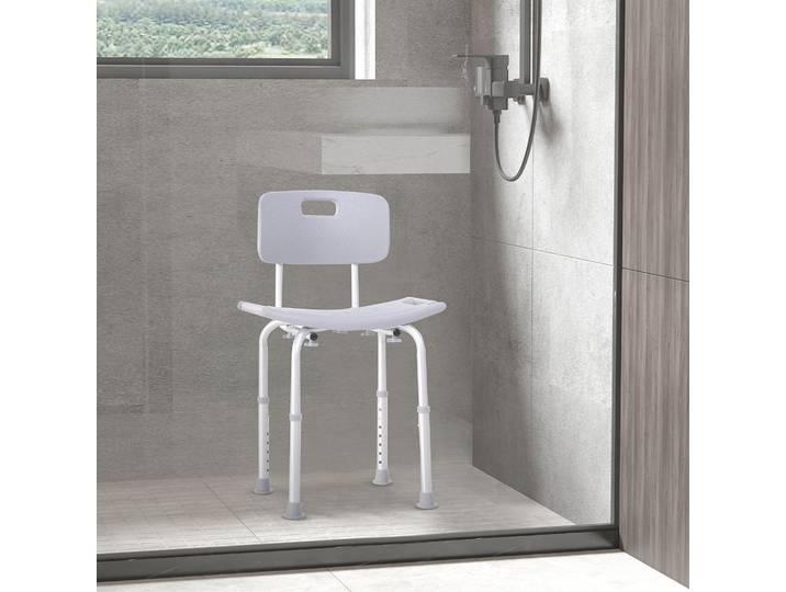 HOMCOM Chaise Douche Ergonomique Réglable Antidérapante Gris