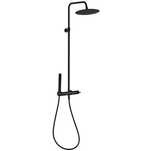 EsseBagno Luisa Douchezuil met mechanische mixer en thermostaat, zwart mat