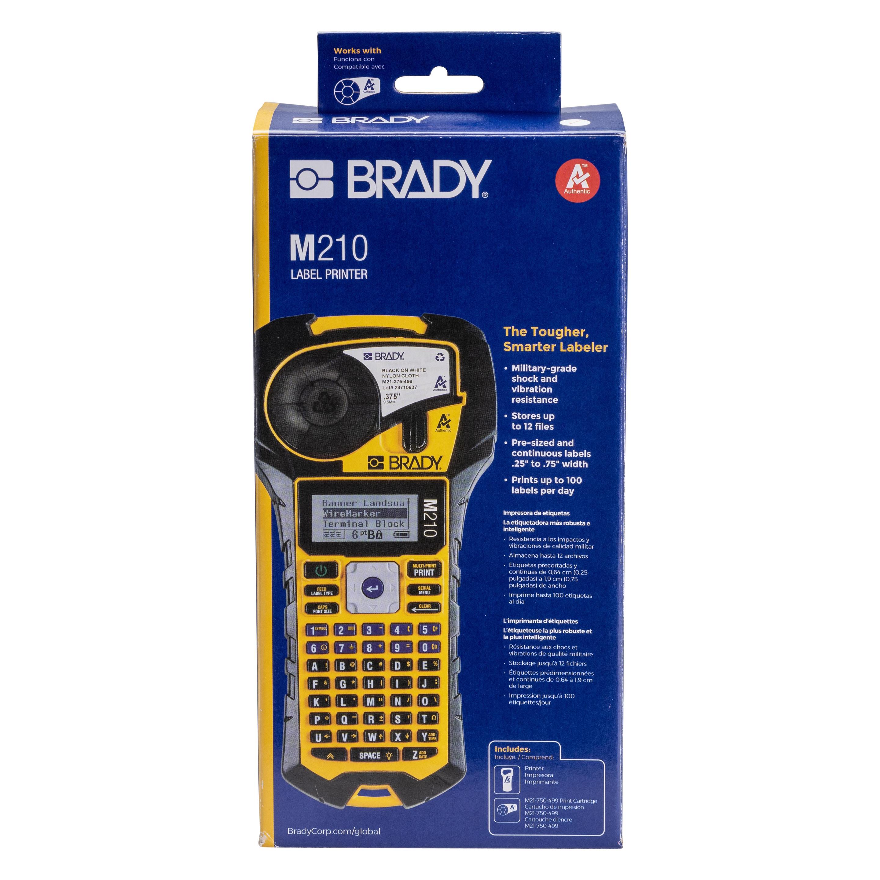Brady M210 Etikettendrucker, Kartonverpackung, mobiles Beschriftungsgerät, Endlos- und Etikettendruck, A (152260)