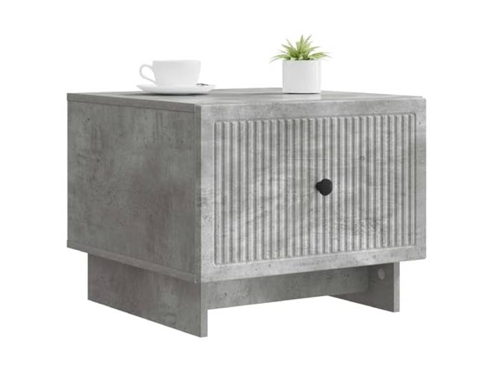 KTHLBRH Couchtisch für Wohnzimmer, Grau, Beton, 49 x 50 x 40 cm, mit Technisches Holz, geriffelter Rand, Ablage, leicht zu reinigen, vielseitig einsetzbar