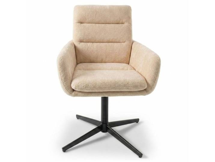 Liadomo Lorient Armlehnstuhl mit Drehfunktion - Schäfchenstoff beige Esszimmerstuhl, weicher Bezug, zwei Farbvarianten, modernes Gestell, praktische Drehfunktion, einfache Montage Drehfunktion Modern, Zeitlos