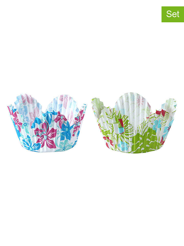 Zenker 2er-Set: Muffin-Papierförmchen ''Tulip'' in Blau/ Grün - 2x 30 Stück - onesize