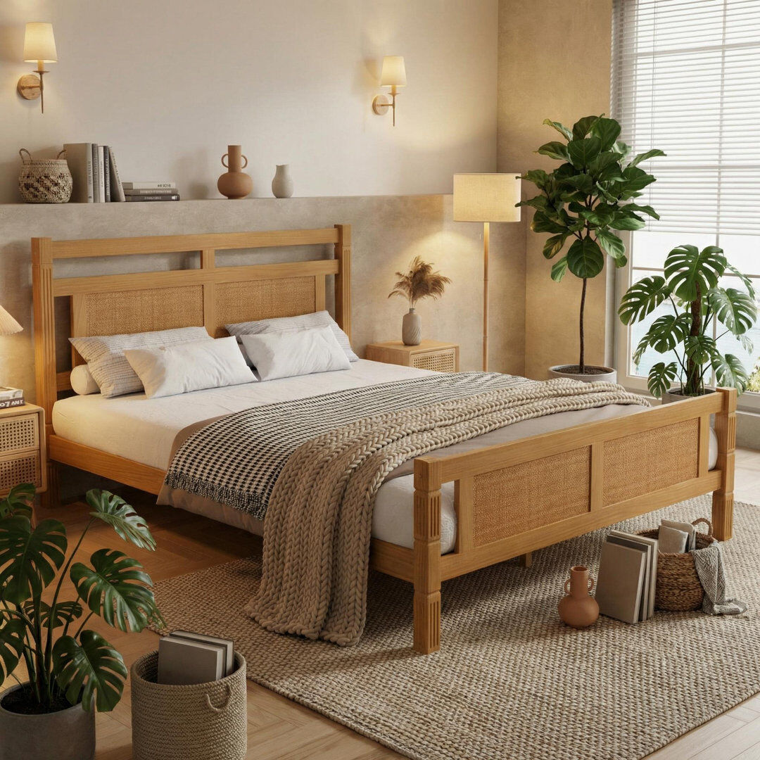 Highland Dunes Double (4'6) Bed Frame Yellow 98cm H X 142cm W X 199cm L