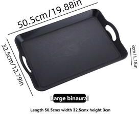 Inspired Finds Multi Purpose Anti Skid Serving Tray With Handles For Food, Drinks & Home Organization black l