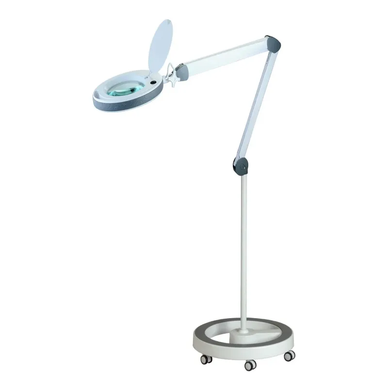 Zalias GmbH Lumeno LED-Kosmetikleuchte 8515, 5 Dioptrien Lupe, in grau incl. Roll-Bodenstativ im Vorzugs-Set 8515_6159GR