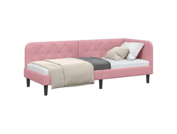 KTHLBRH Eckbett Rosa Samt 80 x 200 cm Armlehne wendbar, platzsparendes Design, umwandelbar in ein Sofa, Holzrahmen
