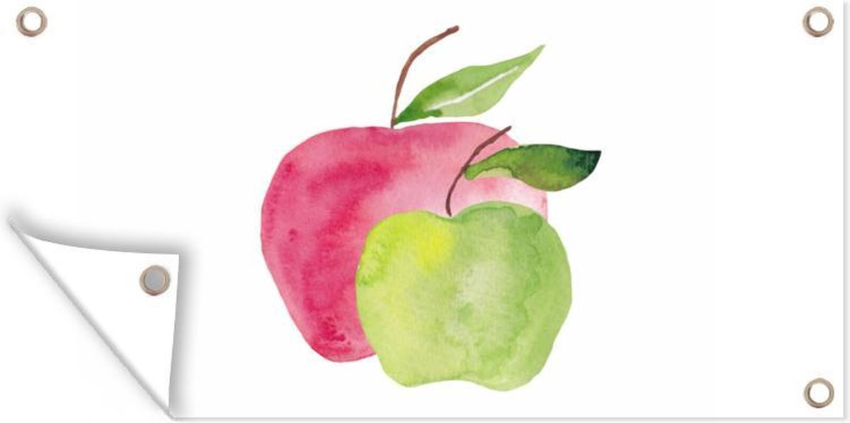 GreatGardenPosters Schuttingposter Appels Aquarel Tuindoek 200 x 100 cm