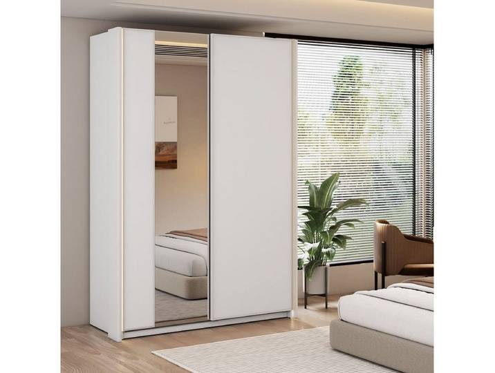 Compleo Schwebetürenschrank mit Spiegel, Möbelfarbe: Weiß, Breite: 120,LAVIAS Modern Stil