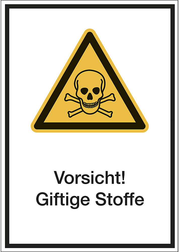 kaiserkraft Kombischilder mit Text für Warnkennzeichen, Vorsicht! Giftige Stoffe, VE 10 Stk, Kunststoff, LxH 210 x 297 mm