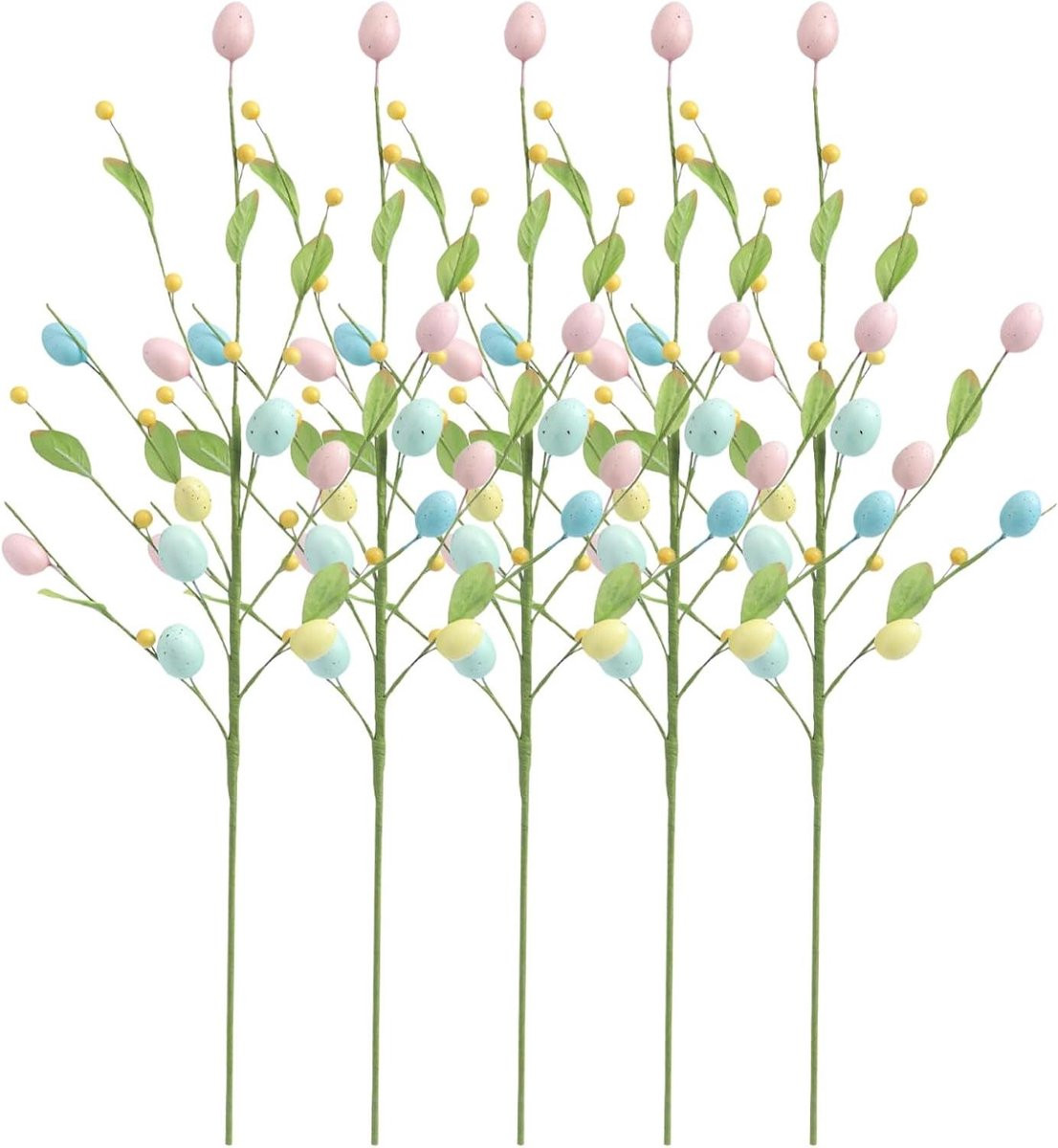 Set van 5 kleurrijke decoratieve paaseitakken voor feestelijke decoratie