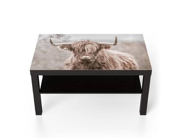 DEQORI Glastisch schwarz groß 90x50 cm Motiv Majestätische Stille ausgefallener Beistelltisch aus Glas Hochglanz Couchtisch fürs Wohnzimmer moderner Couch Tisch mit Design