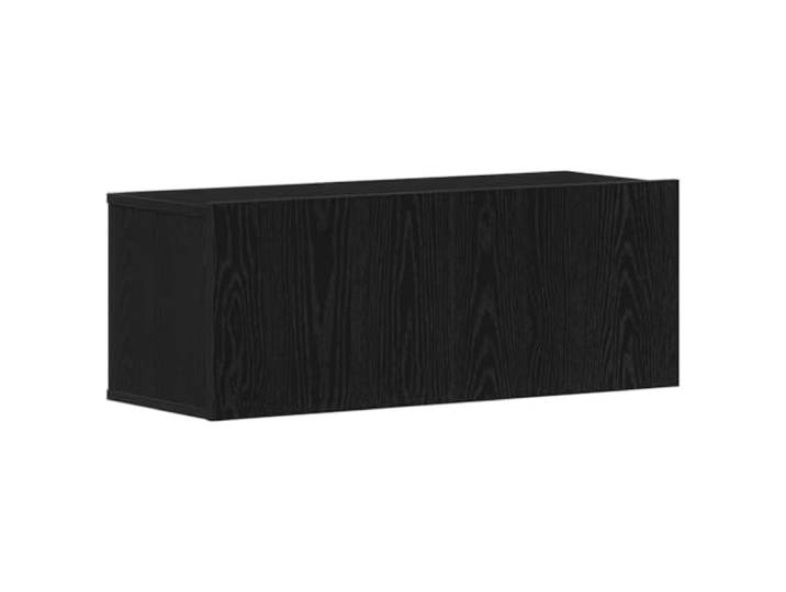 Favemtsl TV-Schrank 80x30x30 cm Schwarz Eichen-Optik Lowboard Kompakte TV-Bank fürs Wohnzimmer mit Schranktür und Fächern für Mediengeräte und Dekoration.