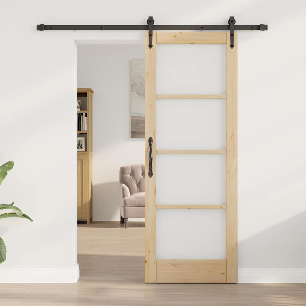 vidaXL Porte coulissante 73,5 x 198,5 cm Solid Pine Wood and Glass