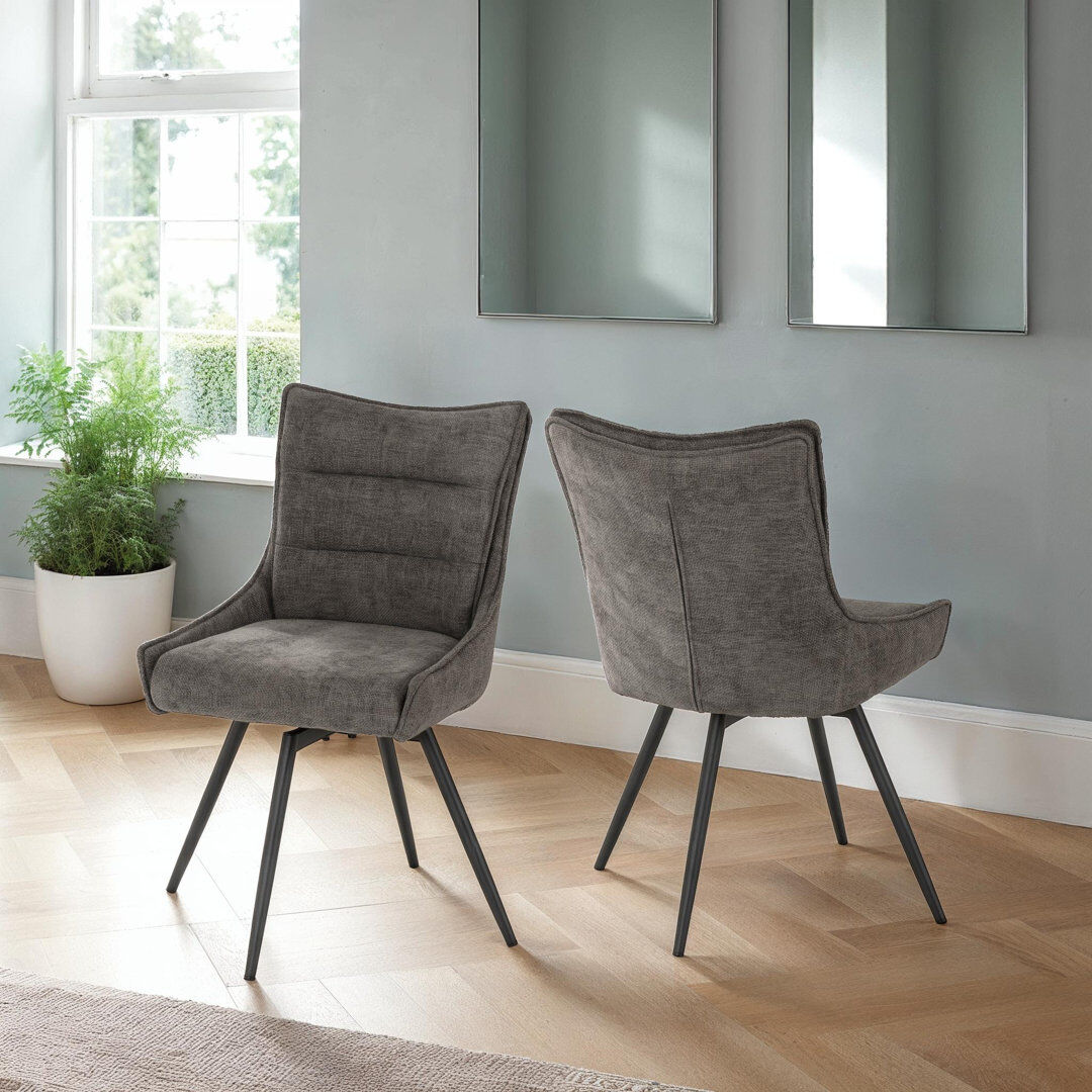 George Oliver Wahpeton Set Of Two Swivel Dining Chairs Grey 87.5cm H X 52cm W X 62cm D