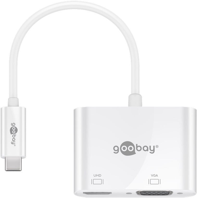 Goobay USB-C multiportadapter met HDMI en VGA, wit
