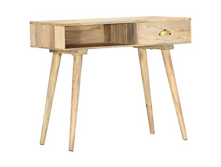 GHVBNMF Konsolentisch Massivholz Mango 90x45x75 cm Flurtisch mit Schublade Kompakter Ablagetisch mit offenem Fach fuer Wohnzimmer Schlafzimmer und Eingangsbereich. Pflegeleichte Naturholz-Oberflaeche.