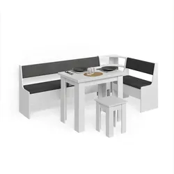 ECKBANKGRUPPE Tiberio Weiß 210 x 120 cm mit Tisch