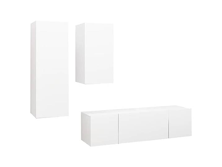 GKHPYURE TV-Möbel-Set, 4-teilig, weiß, Holz, mehrschichtig Modernes Design zum Aufhängen, 4 Stück mit verschiedenen Größen, einfache Reinigung, für Wohnzimmer