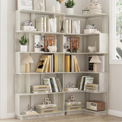 Kodotan sofa Set Of 2 Free Combination Bookcase Space Saving Corner Bookshelf, L-Shaped Bookcase + I-Shaped Bookcase
