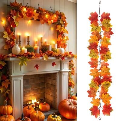 Uplift Picks Artificial Maple Leaf Garland Autumn Fall Decor Hanging Vine For Home And Events f