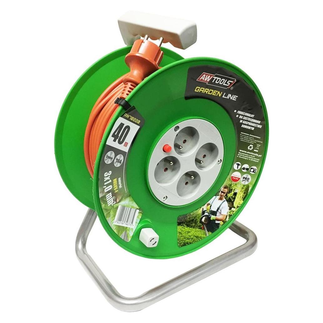 Awtools PRZEDŁUŻACZ BĘBNOWY GARDEN LINE 20m 3x1mm 10A / 2300W (20 m, 1 mm²) (489063)