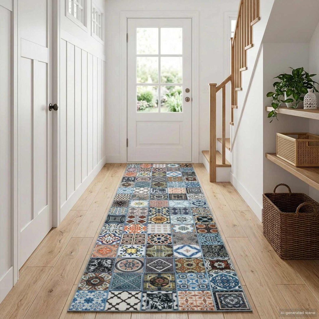 Brayden Studio Geometric Area Rug Grey Runner 50 x 350 cm