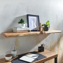 KADIMA DESIGN Rustikales Wandregal aus indischer Akazie, Einzigartiges schwebendes Design für Wohnzimmer