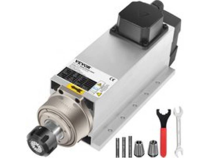 VEVOR Kit Moteur de Broche CNC Refroidissement par Air 4 kW Vitesse 18000 tr/min Pince ER25 Quatre Roulements Conception d'Équilibre Dynamique Moteur pour Machine à Graver Convertisseur de Fréquence