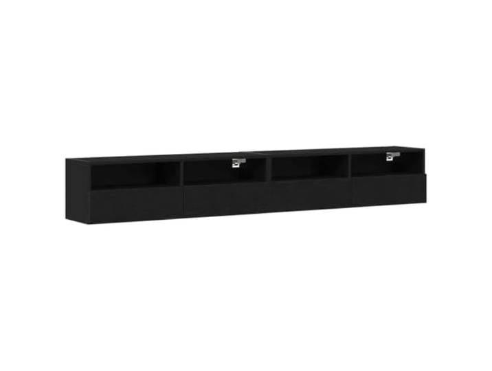 Helloshop26 TV-Wandschrank, minimalistisch, mit Einlegeböden, 100 x 30 x 30 cm, aus Holz, schwarz, 02_0051832, 2 Stück