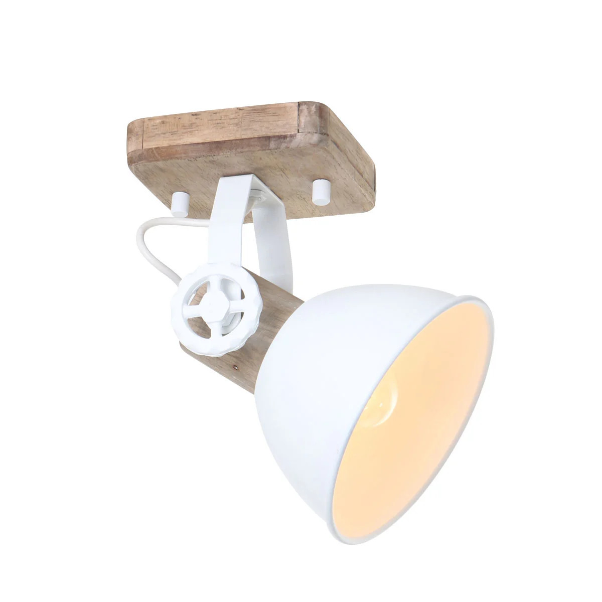 Mexlite Spot Gearwood 7968W Wandlamp Wit met Hout en Metaal
