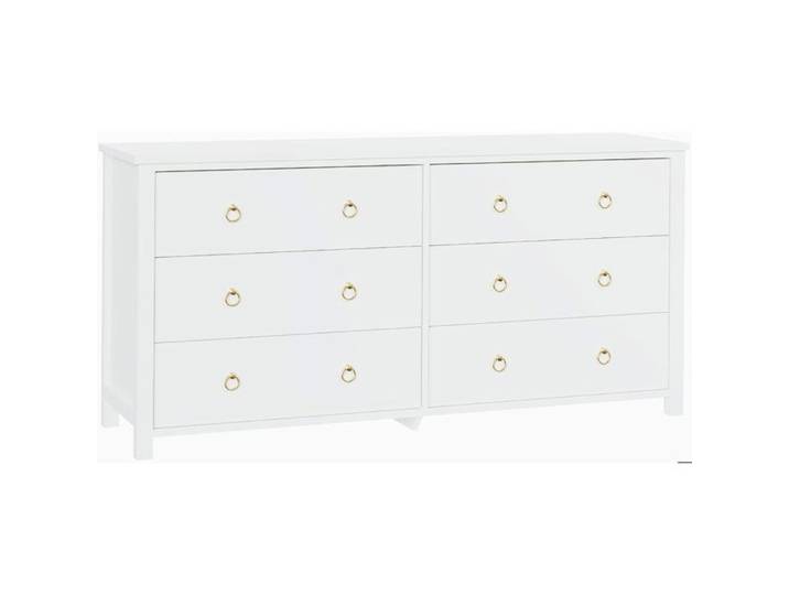 AFF COMMODE DE CHAMBRE -commode blanche -grand espace de rangement -design moderne et bohème- 6 tiroirs -poignées rondes，blanc