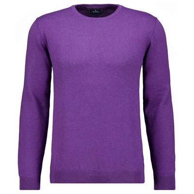 Rundhalspullover RAGMAN, Herren, Gr. 52, lila (violett), Strick, 95% Baumwolle, 5% Kaschmir, Rundhals, Pullover Rundhalspullover
