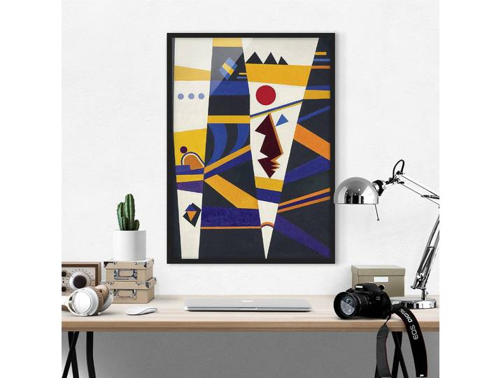 Tableau Vassily Kandinsky, Binding Papier Cadre : placage en bois véritable Pin Multicolore 70 x 100cm