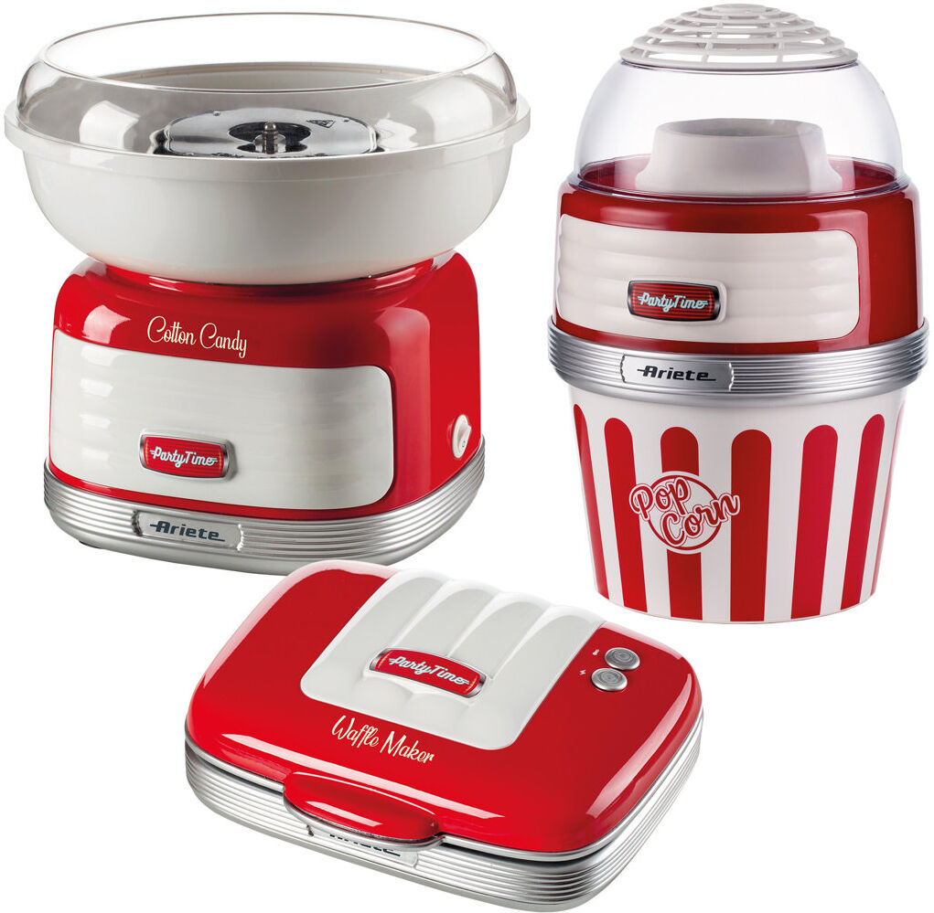 Ariete Party Time Candyfloss, Waffle And Popcorn Maker Pack 26.5cm H X 28cm W X 28cm D