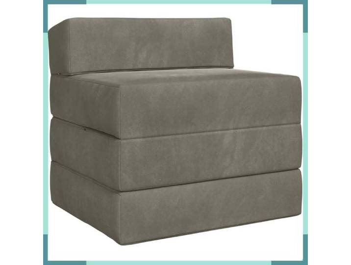 FHE Canapé-lit - Velours - Pliable - Amovible - Gris clair - 200x70x15 cm