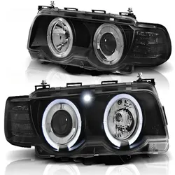 Xenon CCFL Angel Eyes Scheinwerfer passend für BMW 7er E38 98-01 Schwarz