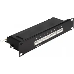 Delock 25,40cm (10") Patchpanel 8 Port Cat.6A 1 HE schwarz, Server Zubehör, Schwarz