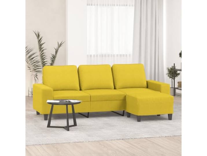 HEFZGDB 3-Sitzer-Sofa mit Hocker Hellgelb 180 cm Stoffbezug Modernes Design Wohnzimmer Sitzgruppe Bequem Langlebig Strapazierfähig Robustes Gestell Atmungsaktiver Stoff Vielseitig