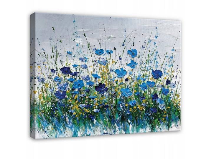 LEINWANDBILD Blumen Aquarell Blau 100x70 cm