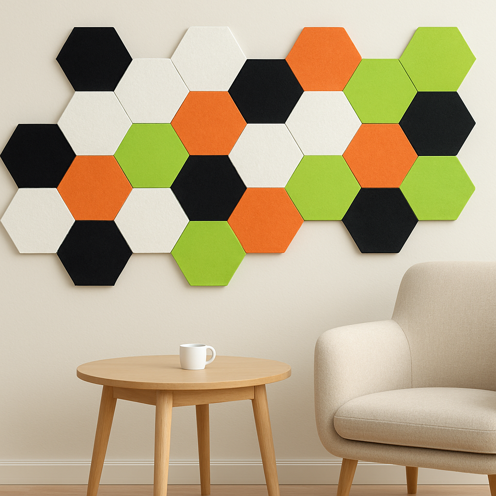 B2B Partner Akustikplatte, Selbstklebend, Sechseck, 30x26 cm, 12 Stk, schwarz