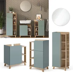 Vicco Badmöbel-Set Karen Sonoma Mintgrün 4 Teile