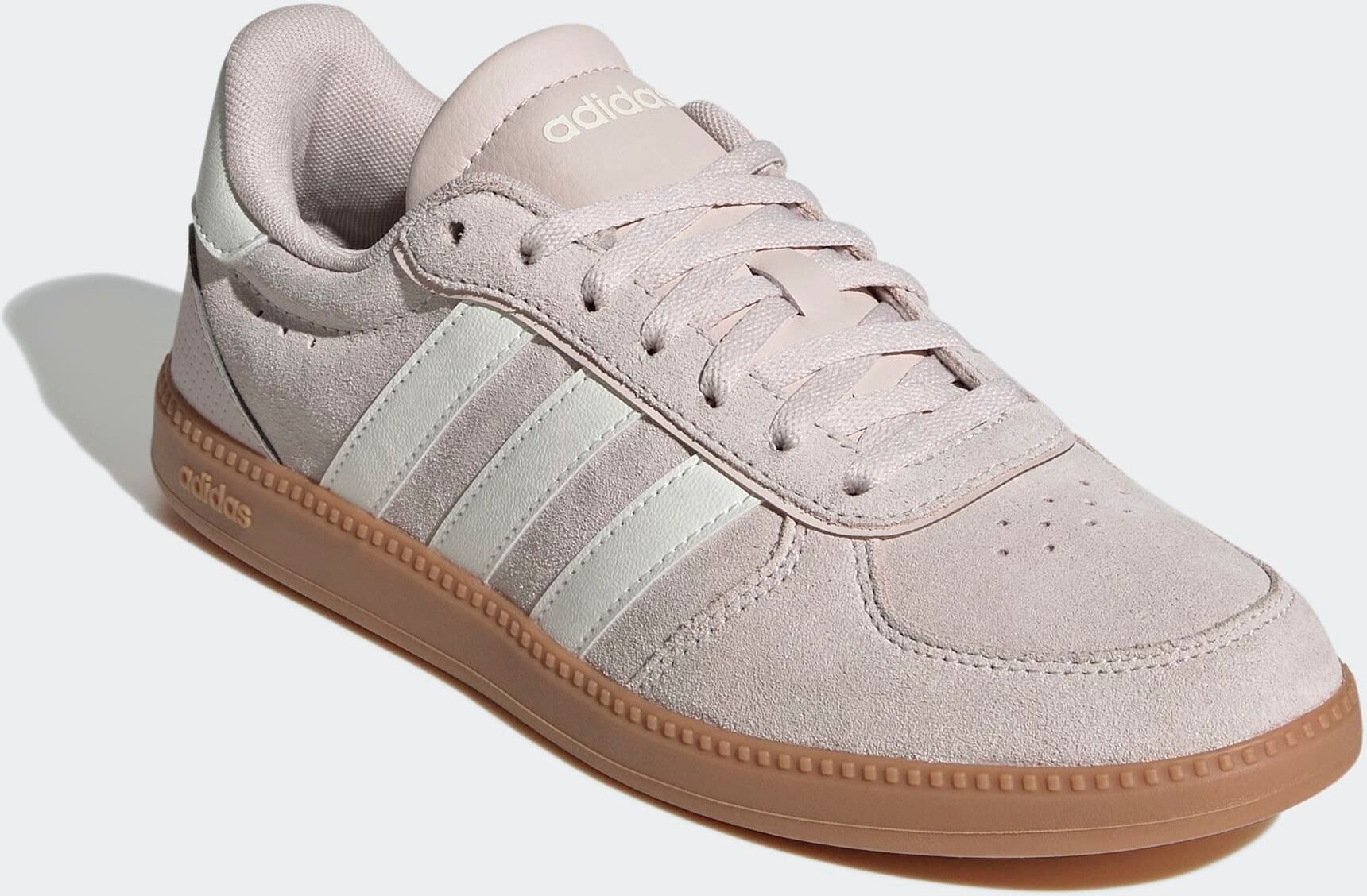 Sneaker ADIDAS SPORTSWEAR "BREAKNET SLEEK", Damen, Gr. 37, weiss (putty mauve, core weiß, gum10), Leder, Synthetik, Schuhe Sneaker, inspiriert vom Design des adidas handball spezial putty mauve, core weiß, gum10 37