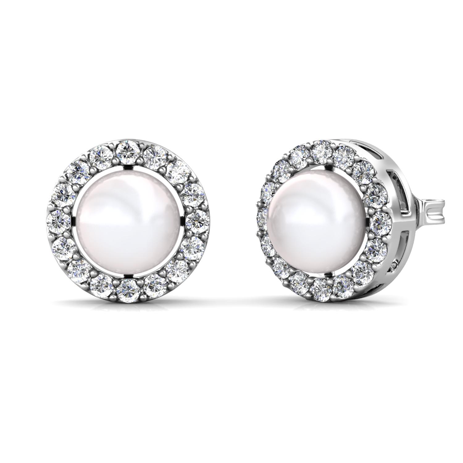 Circlet Perlenohrringe - Silber und Kristall