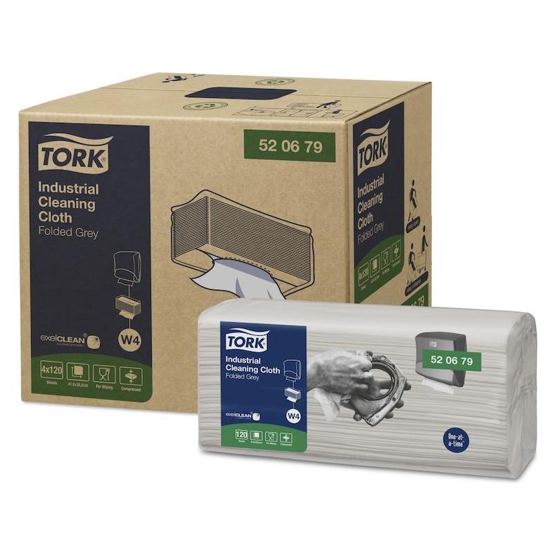 Tork Gefaltete Industrie Reinigungstücher W4, 4 x 120 Tücher (4 Stk.) (520679)