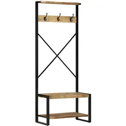 vidaXL Kleiderständer 80x40x190 cm Raues Massivholz Mango