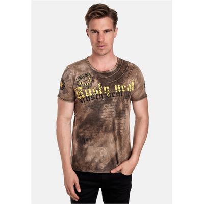 T-Shirt RUSTY NEAL, Herren, Gr. M, braun, 100% Baumwolle, bedruckt, normal, Rundhals, Shirts T-Shirt, mit toller Batik-Optik