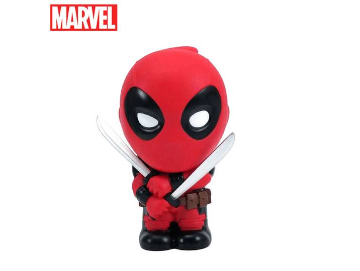 Marvel Tirelire Deadpool, 1 pièce, licence officielle, figurine chibi 3D en PVC mignonne, boîte à monnaie, étanche, incassable, objet de collection, organiseur de bureau, décoration intérieure, pot à économies