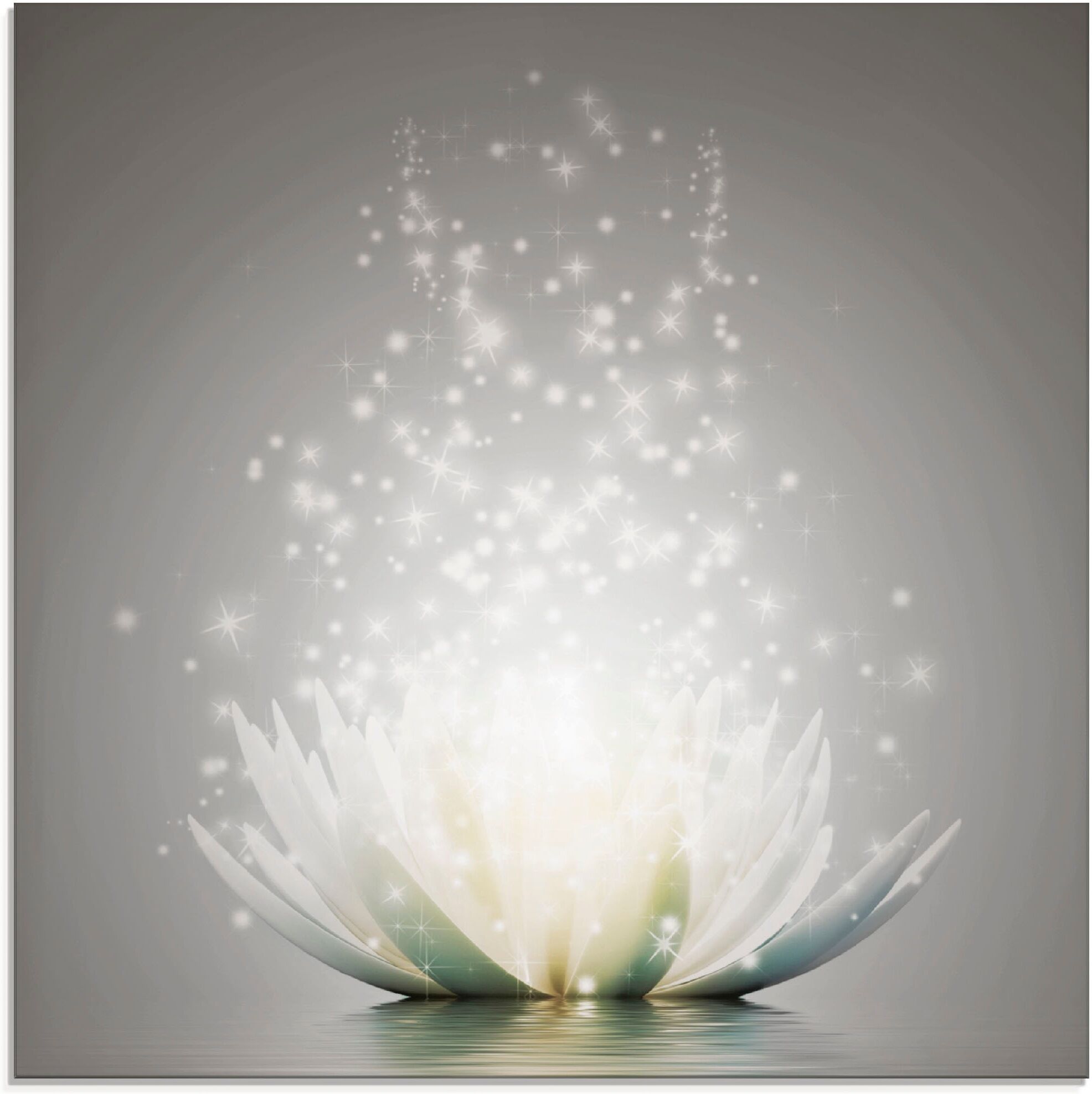 Artland "Magie der Lotus-Blume" Blumen 1 Stk. tlg. farbe bild(er): grau B/H/T: 50cm x 50cm, Glasbild Blumen, 1 Stk.