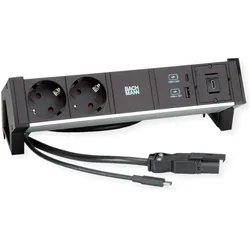 Bachmann, Steckdosenleiste, Aufbau-Anschlussfelder DESK 2 (3x, CEE 7/3, USB-C, 1 m)